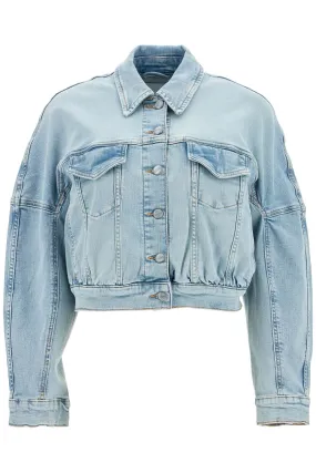 Ganni Stretch Denim Bomber Jacket In 8   Blue