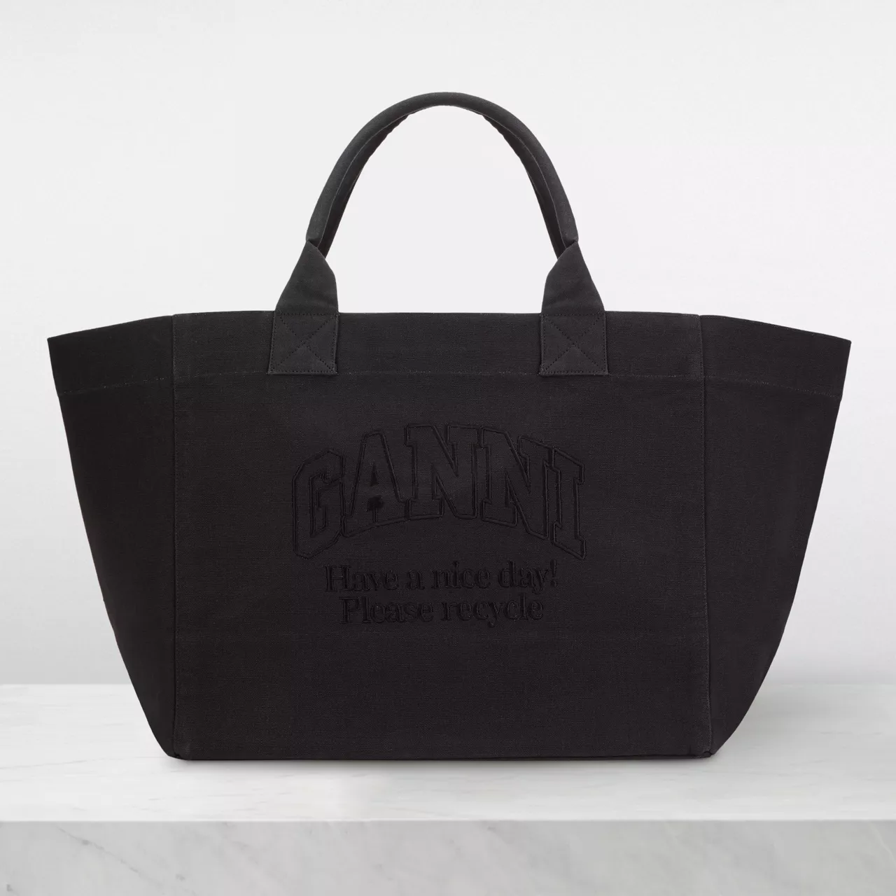 GANNI The Sustainable Edit Tonal Logo XXL Shopper - Phantom