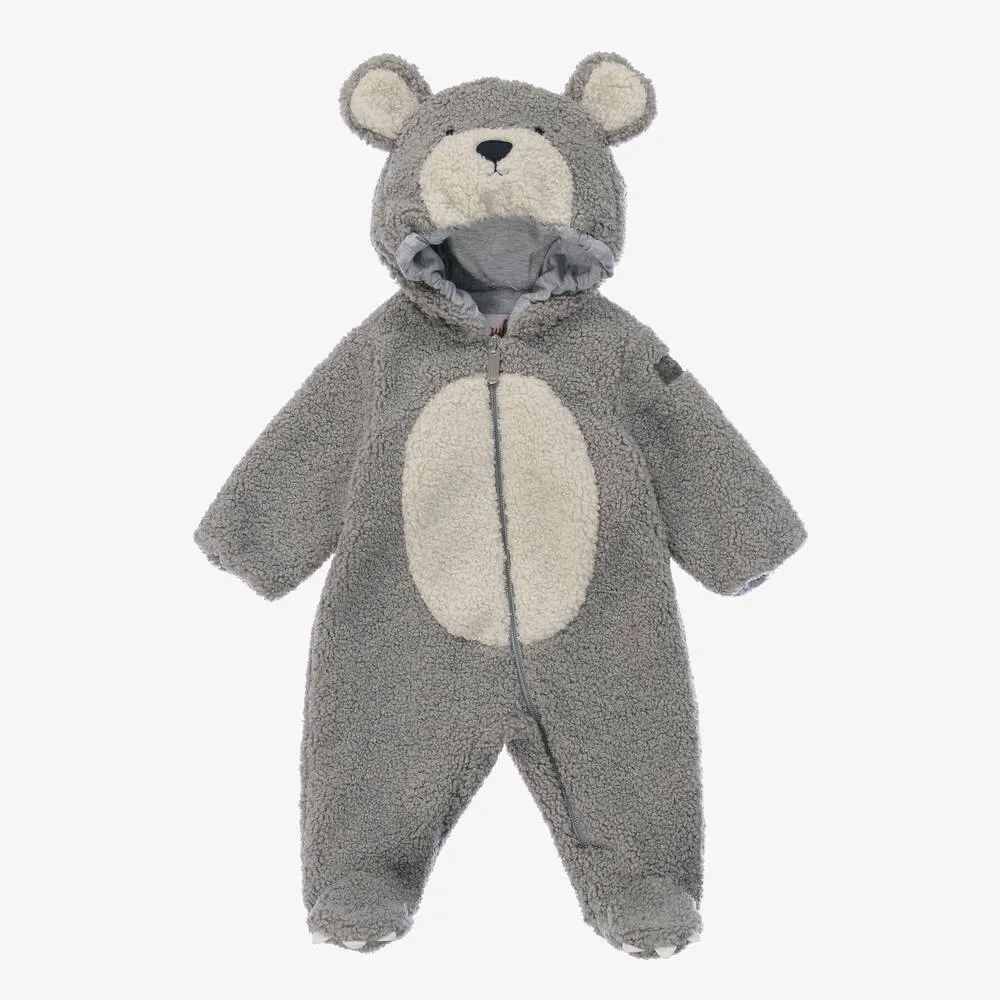 Grey Faux Shearling Bear Pramsuit