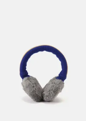 Grey/Blue Faux Fur Earmuffs - Grey/Blue