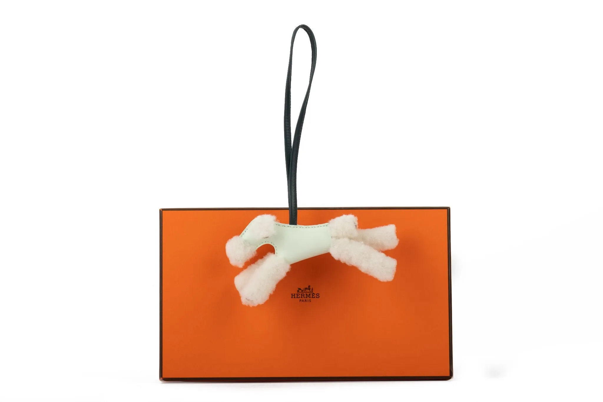 Hermès BNIB Green Shearling Dog Charm