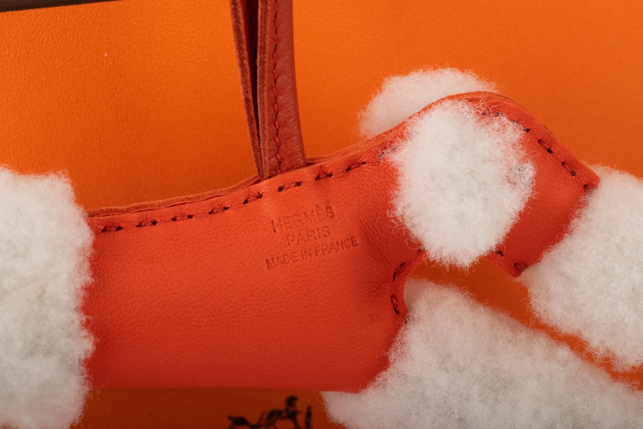 Hermès BNIB Orange Shearling Dog Charm