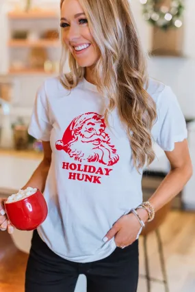 Holiday Hunk Santa Graphic Tee- Off White