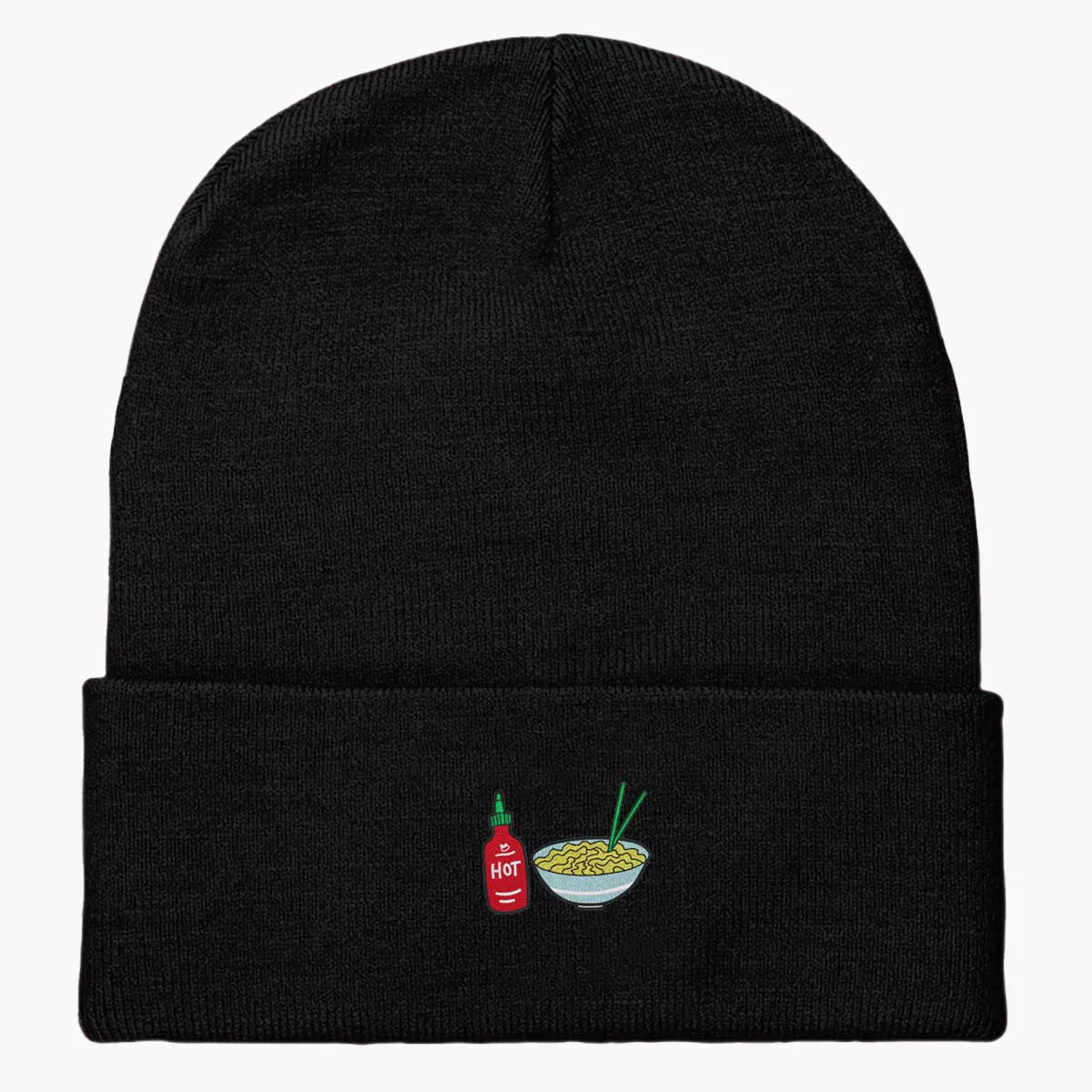 Hot Noodles Embroidered Beanie