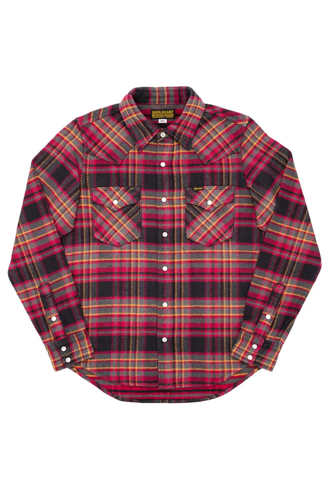 Iron Heart Ultra-Heavy Flannel Western Shirt - IHSH-403-GRY - Line Check Gray