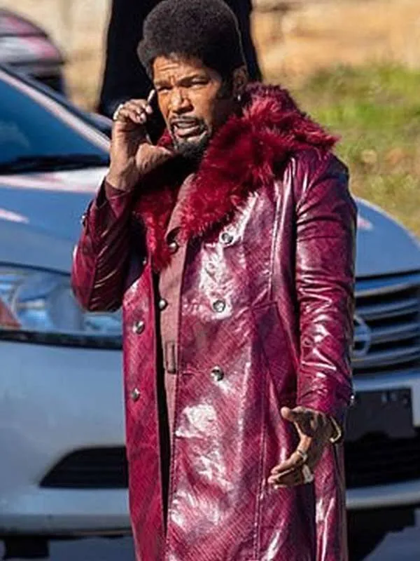 Jamie Foxx They Cloned Tyrone 2023 Purple Leather Coat