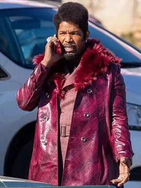 Jamie Foxx They Cloned Tyrone 2023 Purple Leather Coat