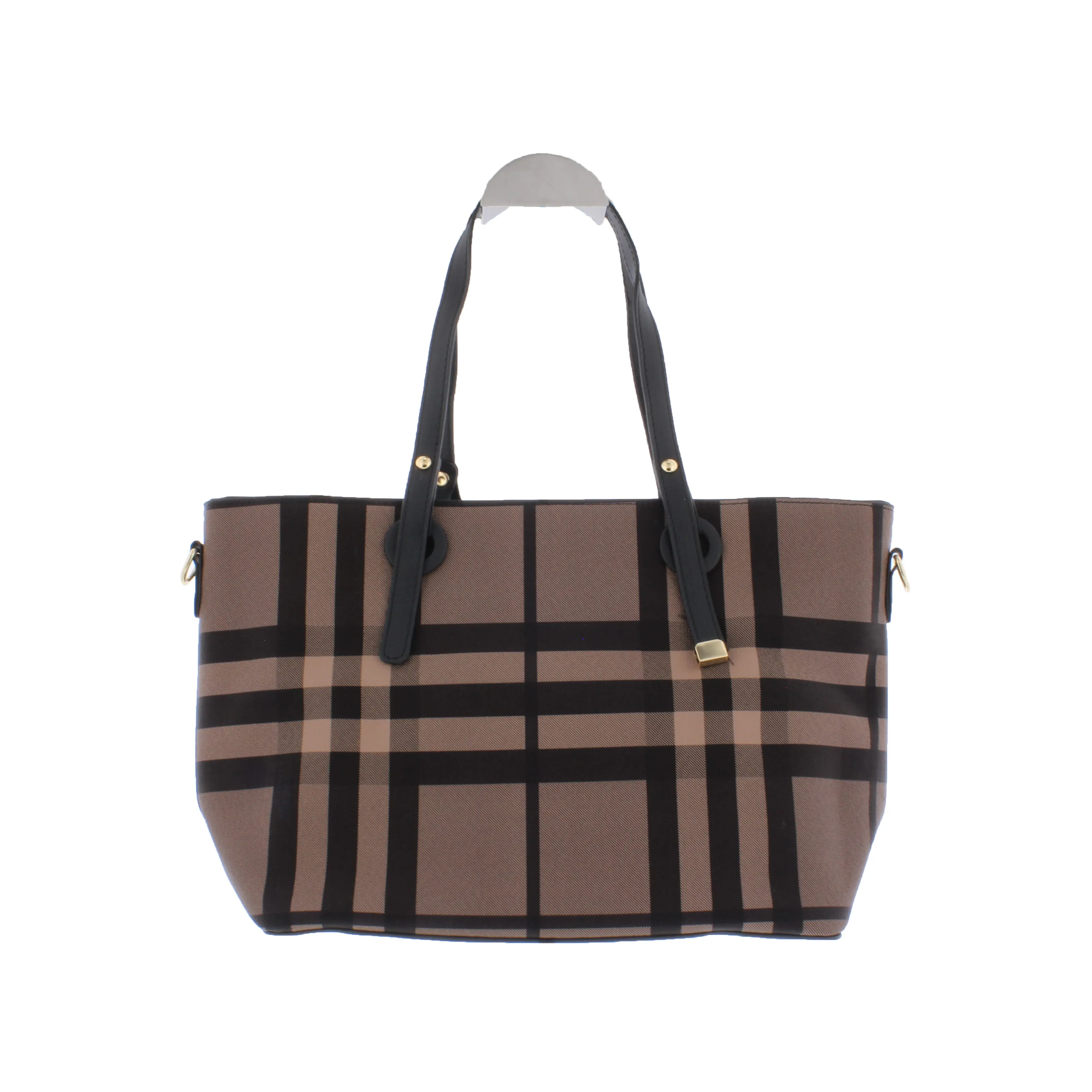 Linear Faux Leather Tote