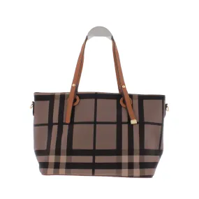 Linear Faux Leather Tote