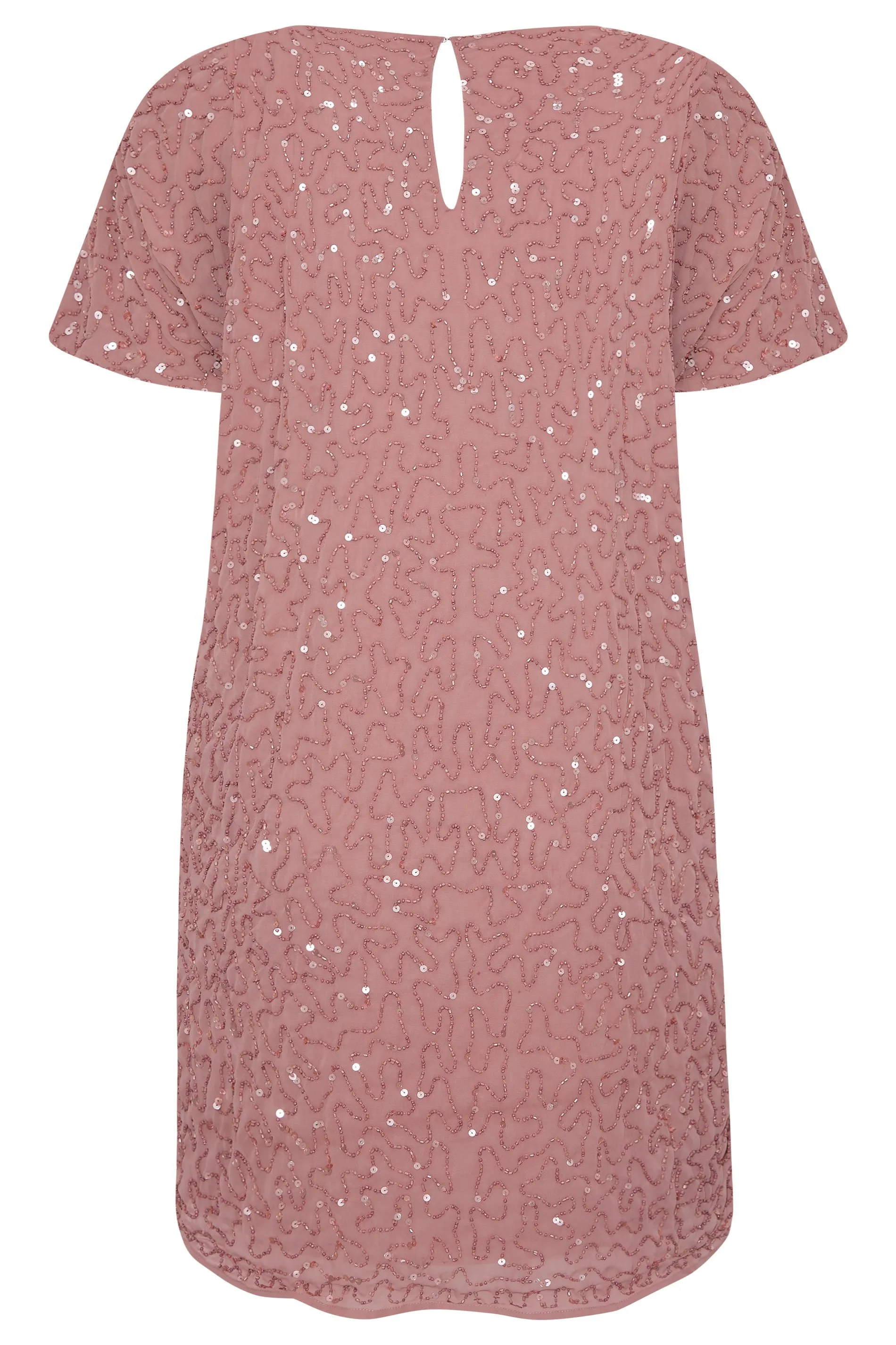 LUXE Curve Light Pink Sequin Hand Embellished Cape Dress