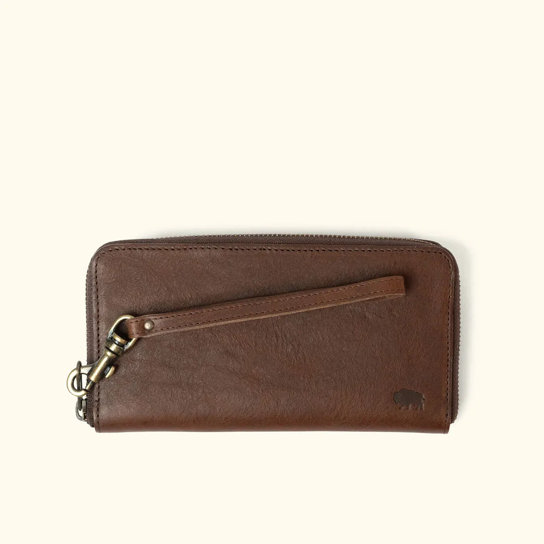 Madison Leather Wristlet Wallet | Dark Hazelnut