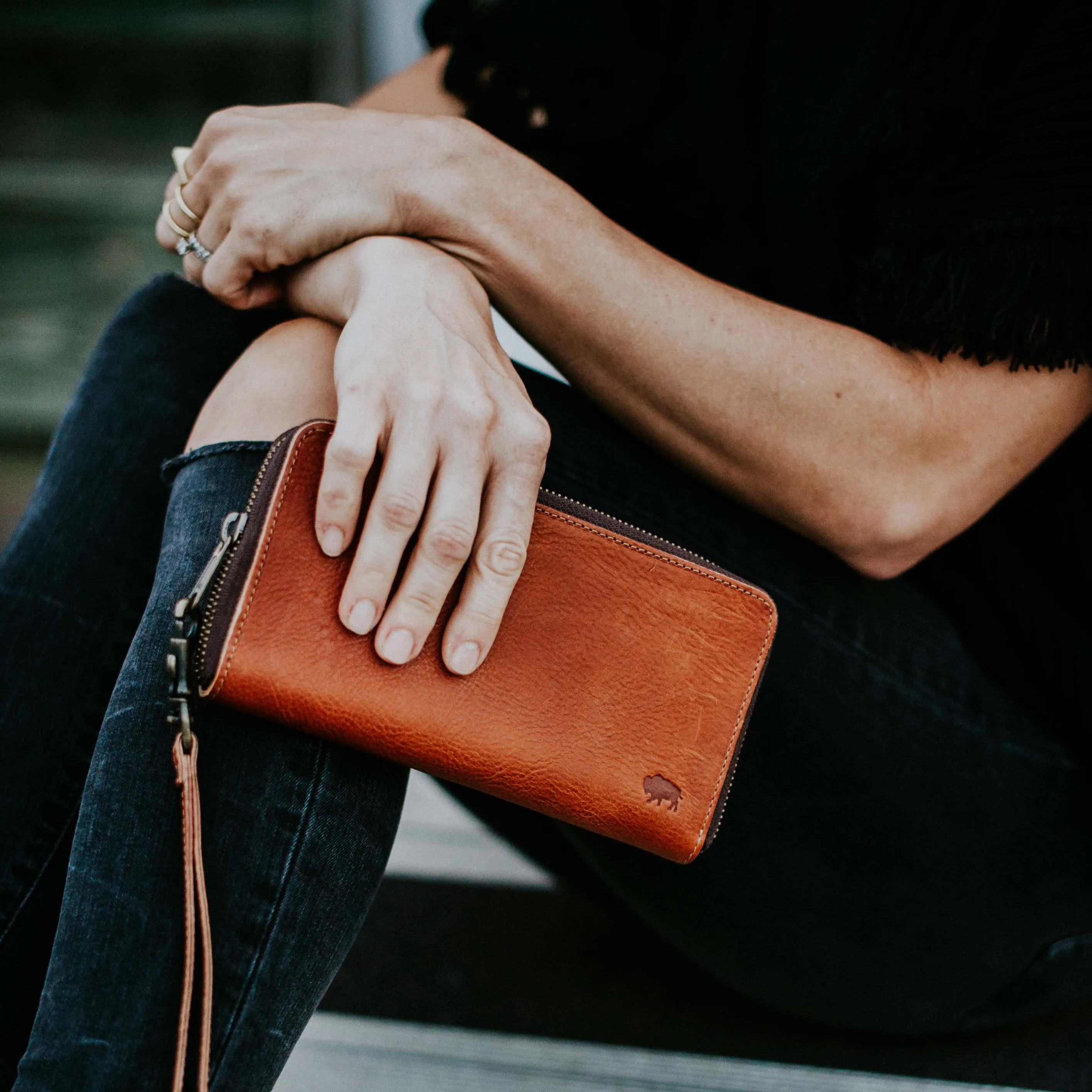 Madison Leather Wristlet Wallet | Saddle Tan