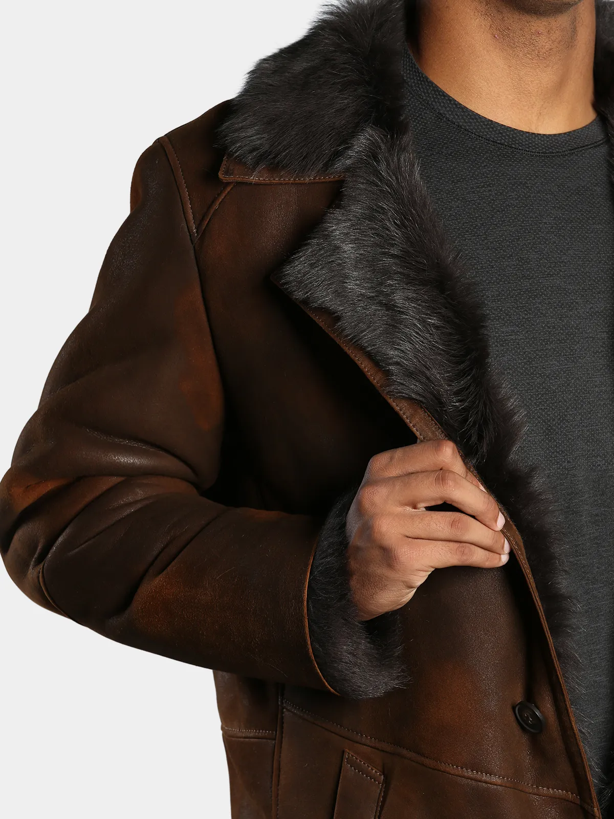 Man's Antique Aztec Shearling 3/4 Shearling - Day Furs