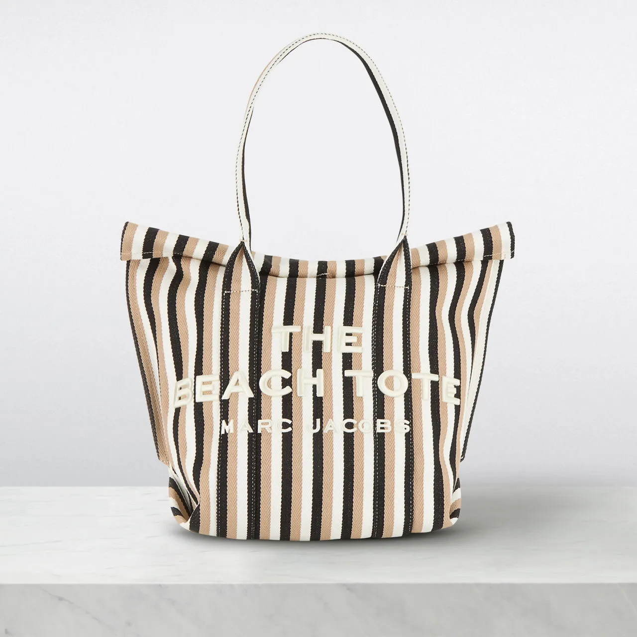 MARC JACOBS The Striped Jacquard Beach Tote Bag - Camel Multi