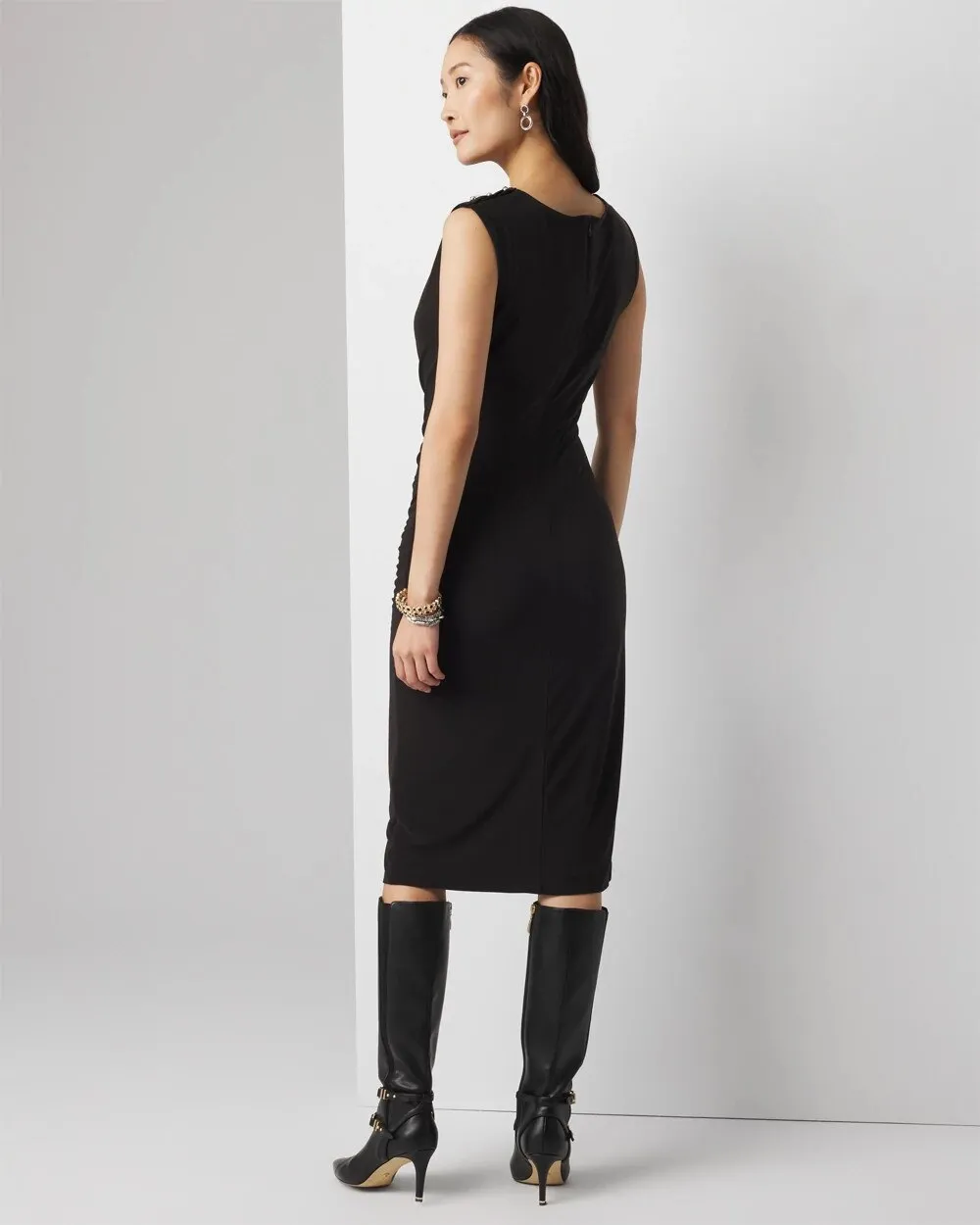 Matte Jersey Cowl Neck Midi Dress