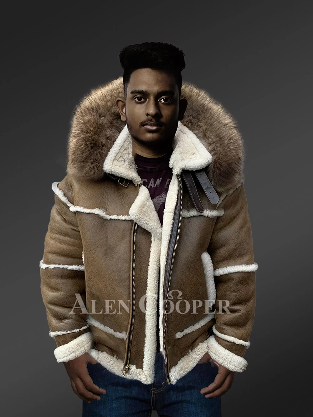 Men Shearling Bomber Jacket | Shearling Coat Jacket