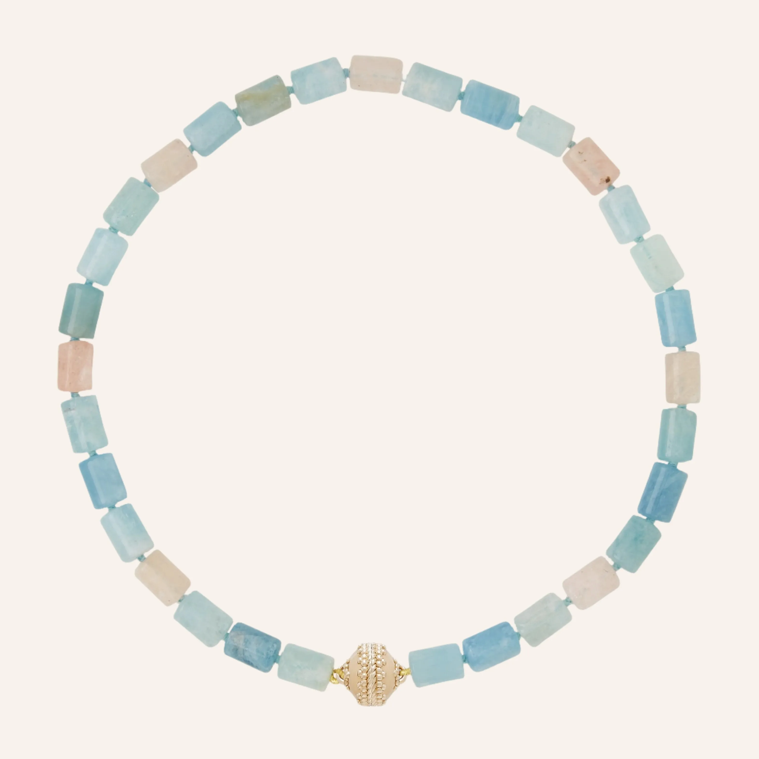 Morganite & Aquamarine Barrel Necklace