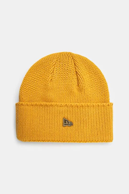 New Era wool blend beanie WIDE CUFF BEANIE yellow color 60565448