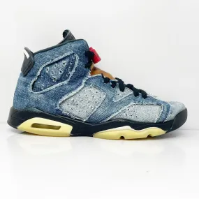 Nike Boys Air Jordan 6 CV5489-401 Blue Basketball Shoes Sneakers Size 7Y