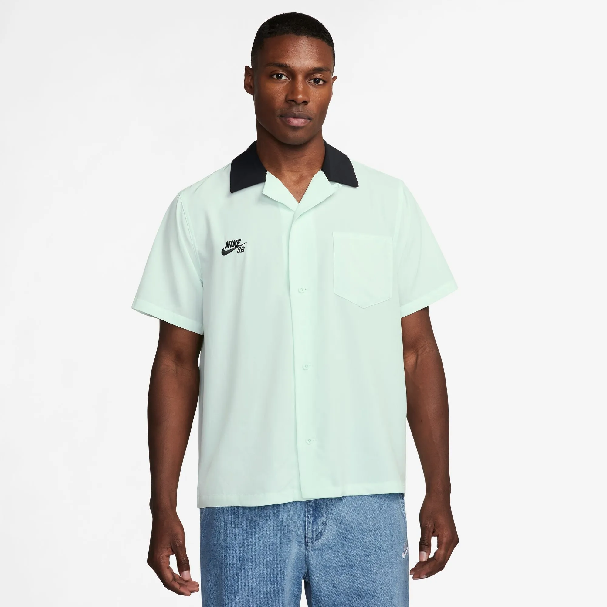 Nike SB - Olympic Bowler Button Up Short Sleeve Shirt - Barely Green / Black