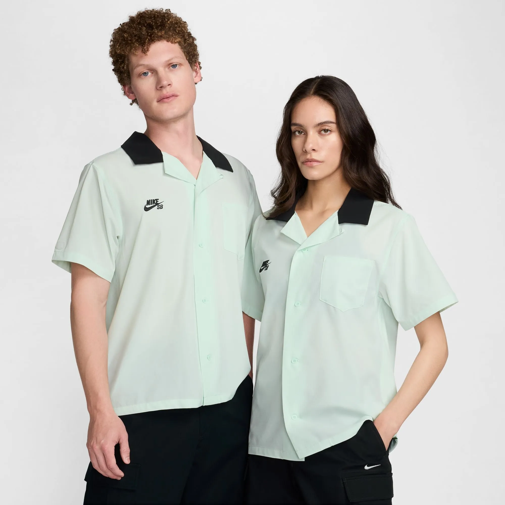 Nike SB - Olympic Bowler Button Up Short Sleeve Shirt - Barely Green / Black