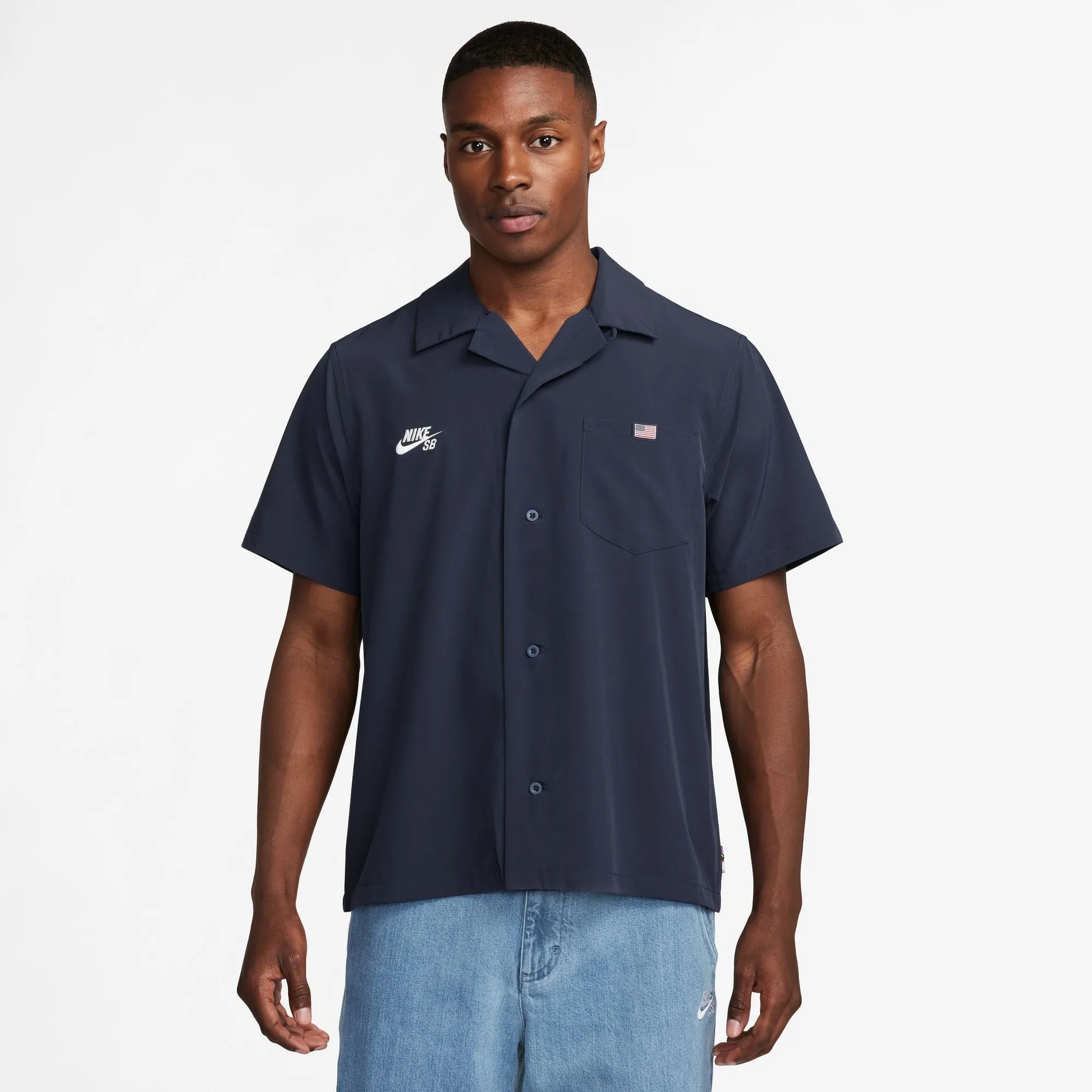 Nike SB - Team USA Olympic Bowler Button Up Short Sleeve Shirt - Obsidian / White