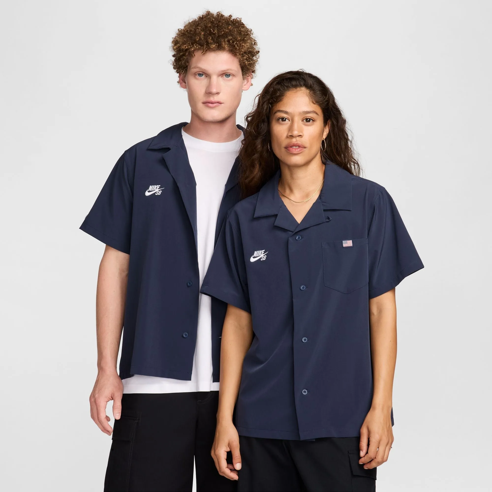 Nike SB - Team USA Olympic Bowler Button Up Short Sleeve Shirt - Obsidian / White