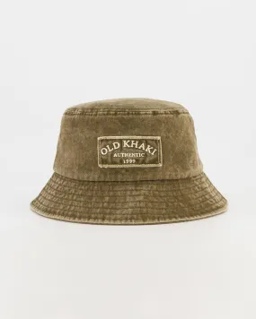 Old Khaki Gerault Frayed Badge Bucket Hat | Cape Union Mart