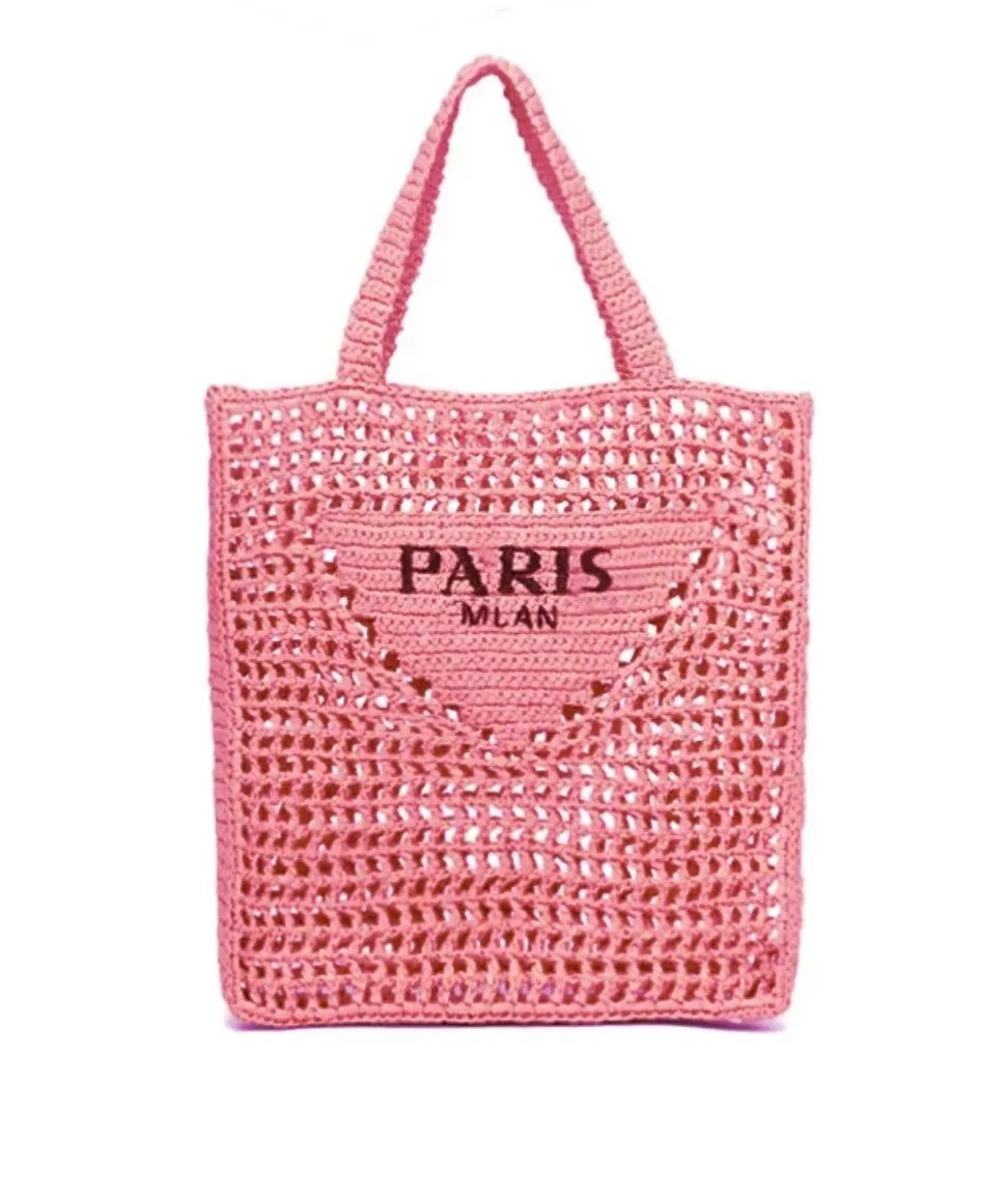 Paris Milano Woven Tote Bag in Pink