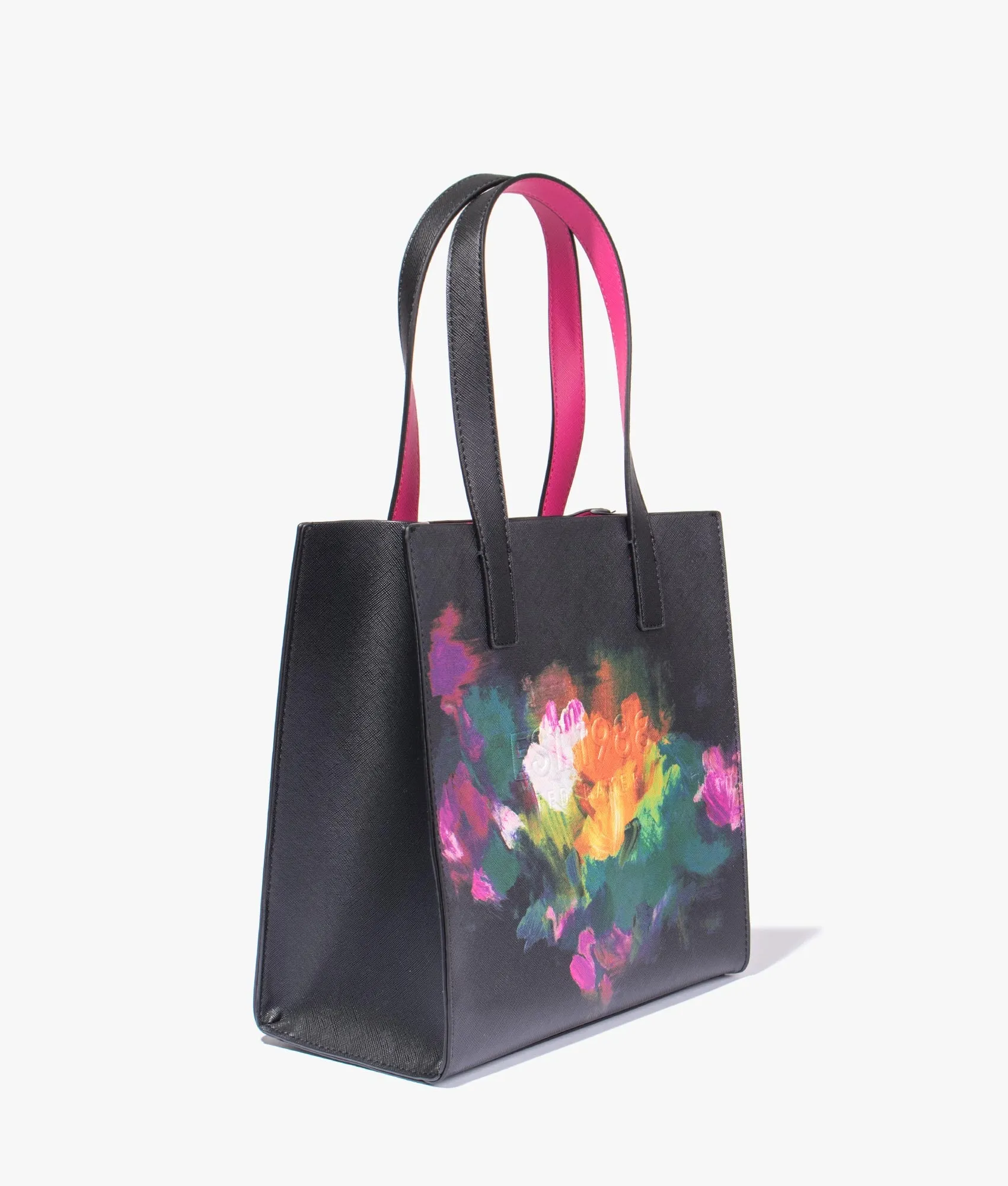 Paticon paint brush printed small shopper in black