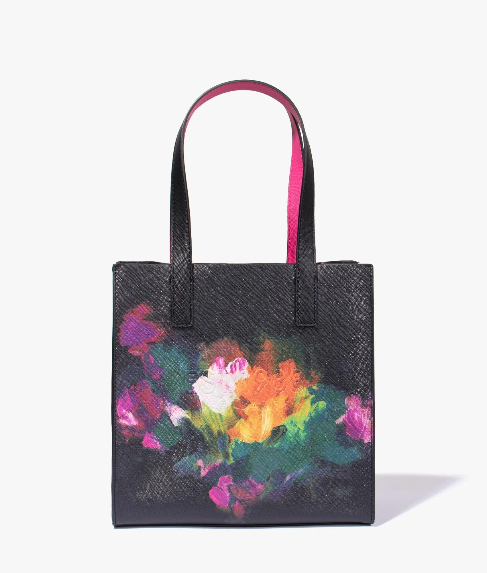 Paticon paint brush printed small shopper in black