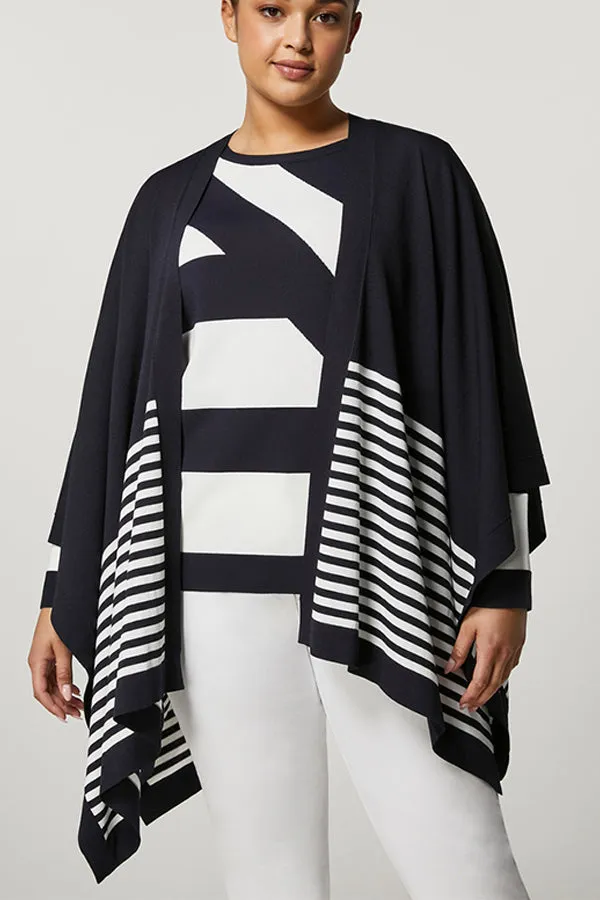 Persona (by Marina Rinaldi) PAGANO NAVY BLUE STRIPED VISCOSE CAPE