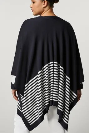 Persona (by Marina Rinaldi) PAGANO NAVY BLUE STRIPED VISCOSE CAPE