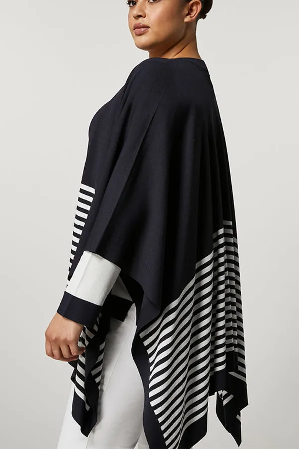 Persona (by Marina Rinaldi) PAGANO NAVY BLUE STRIPED VISCOSE CAPE