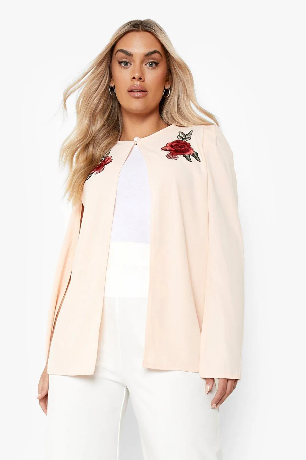 Plus Embroidered Cape Jacket