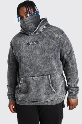 Plus Size MAN Acid Wash Snood Contrast Box