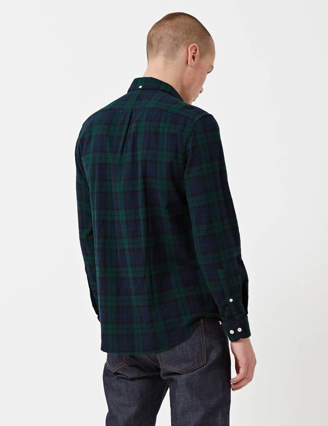 Portuguese Flannel Bonfim Checked Shirt (Flannel) - Navy Blue/Green