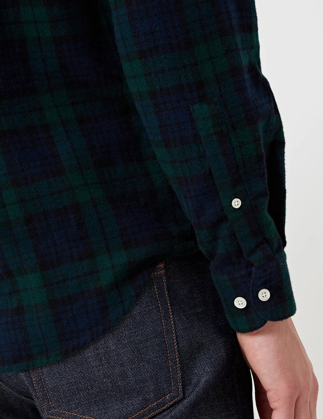 Portuguese Flannel Bonfim Checked Shirt (Flannel) - Navy Blue/Green