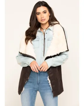 Product Name:  Cripple Creek Women's Pine Cone Faux Shearling Wrap Vest