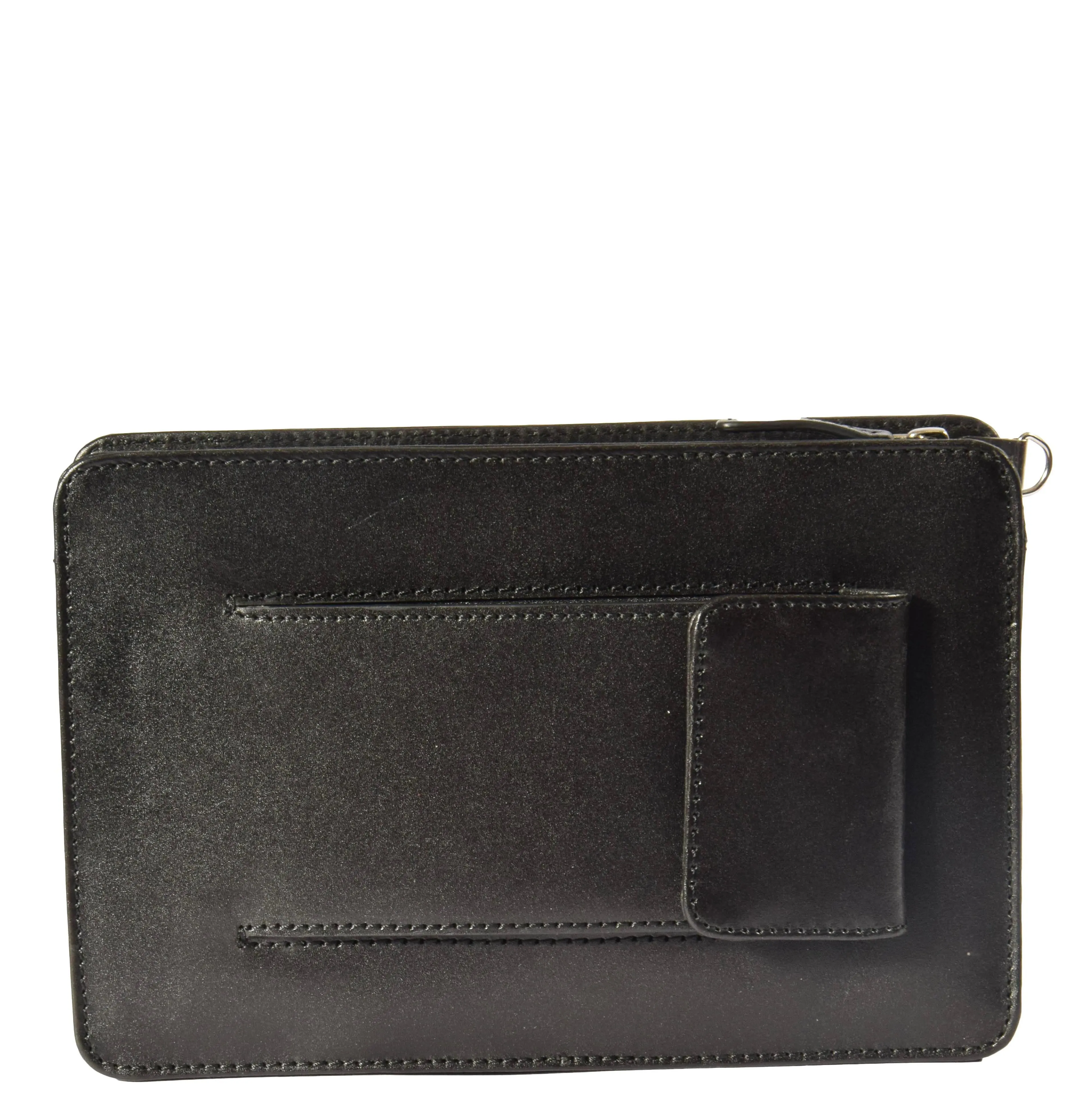 Real Leather Wristlet Pouch Montreal Black