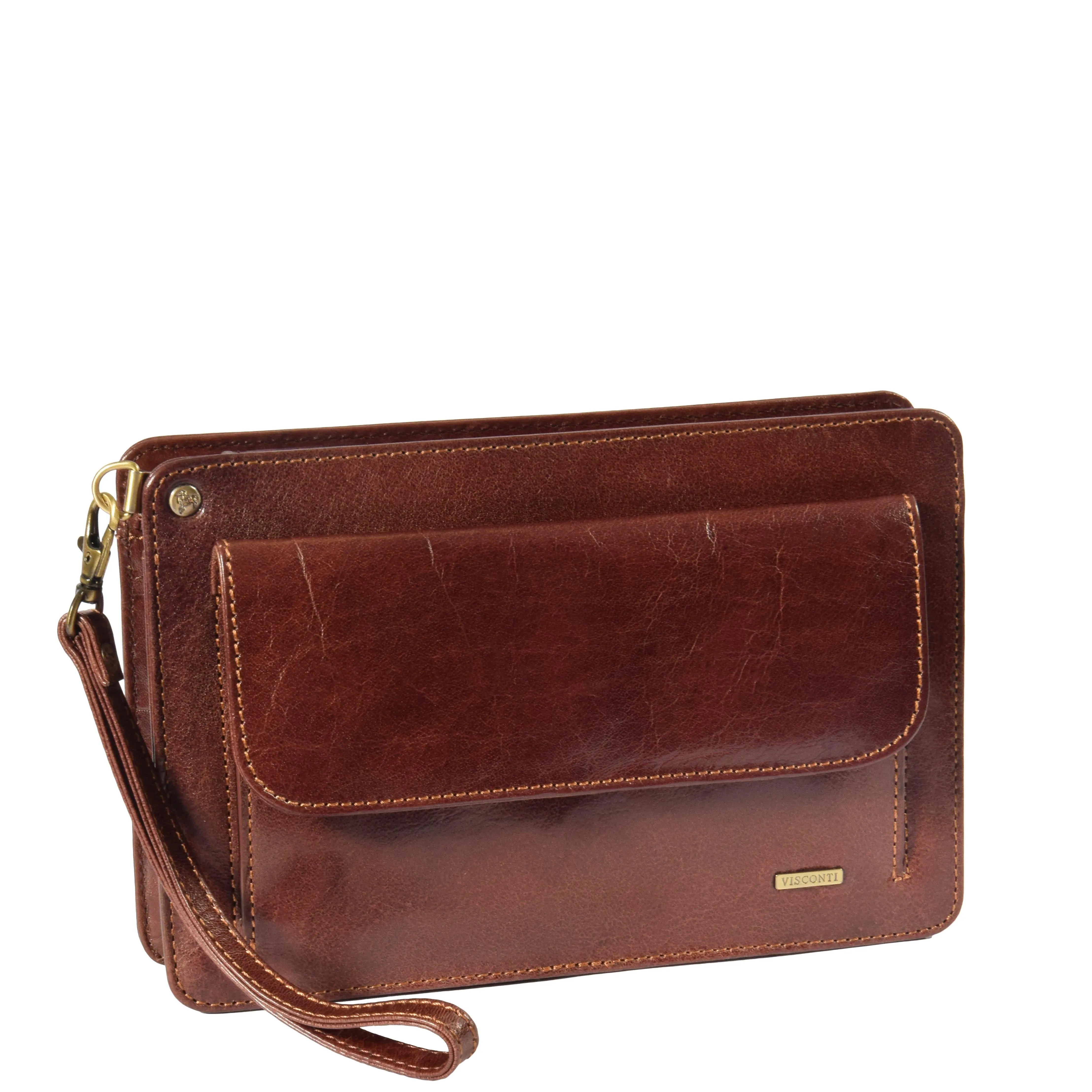 Real Leather Wristlet Pouch Montreal Brown