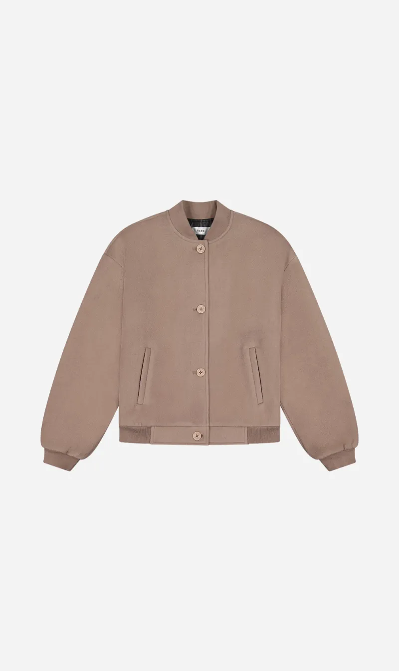  REBE      Woollen Bomber Jacket - Truffle 