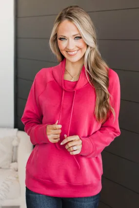 Saturday Strolls Cowl Neck Top- Magenta