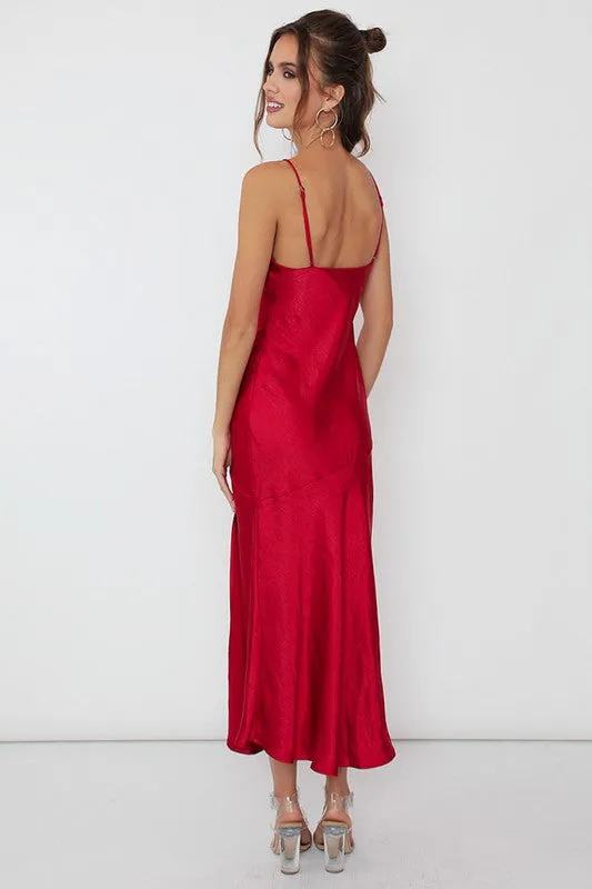 Scarlet Siren Midi Satin Dress