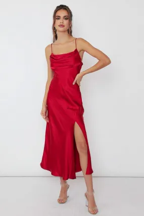 Scarlet Siren Midi Satin Dress