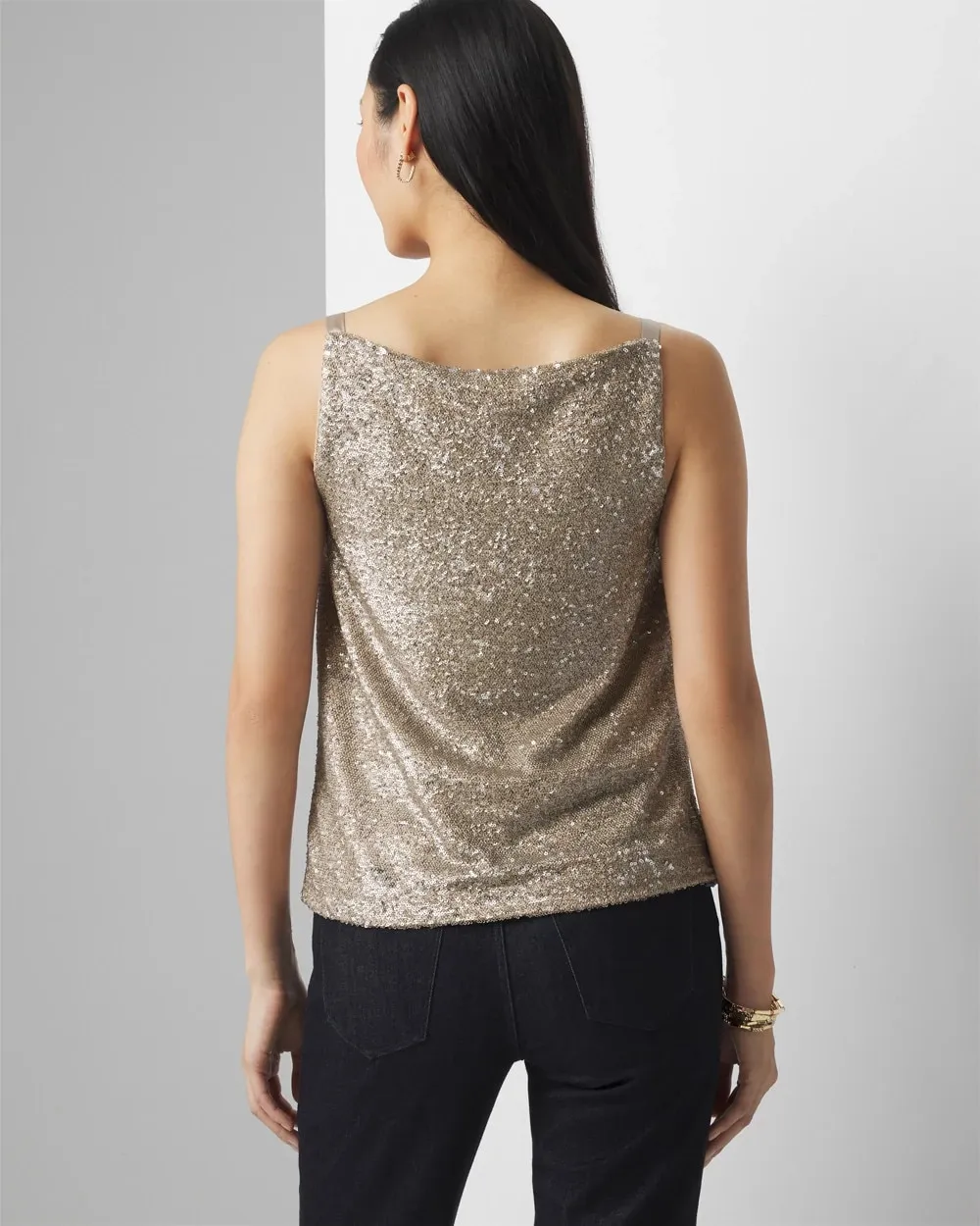 Sequin Cowl Neck Cami