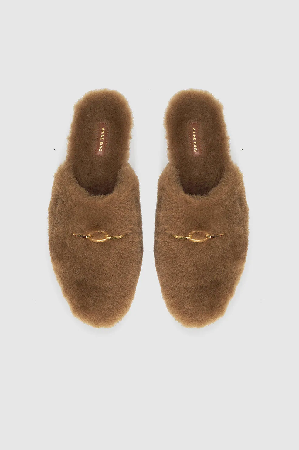 Shearling Mules - Camel