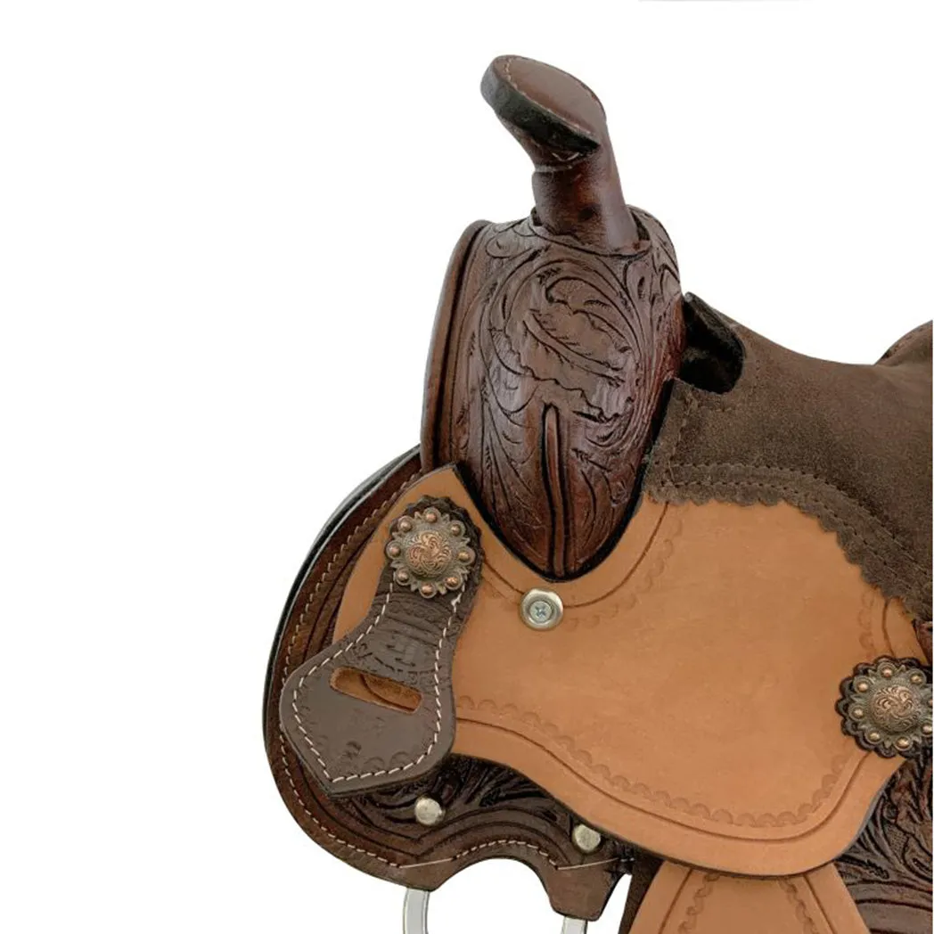 Shiloh Tack 8 Double T Miniature Barrel Saddle - Oak Leaf/Basketweave Tooling