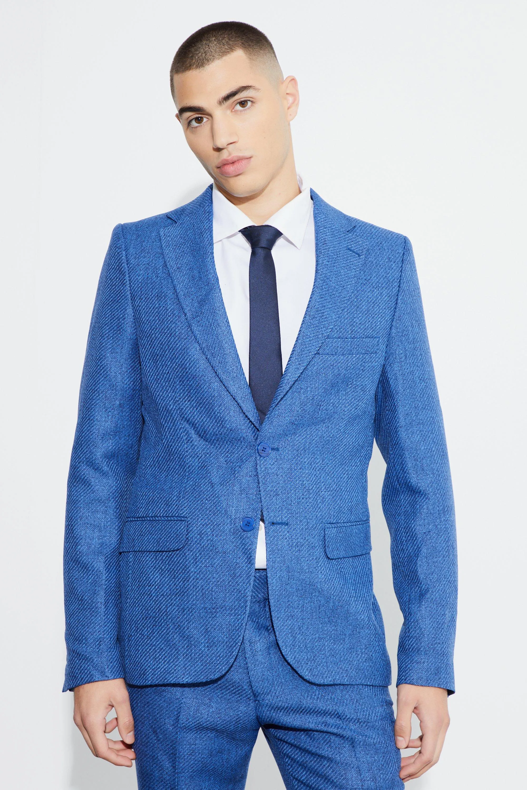 Skinny Fit Single Breasted Marl Blazer