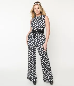 Smak Parlour 1960s Daisy Print Cowl Neck Jumpsuit